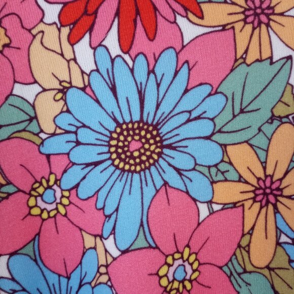 Honeyme Curvy Retro Mod Floral Tunic Tee Top V-Neck Short Sleeve - Picture 2 of 5